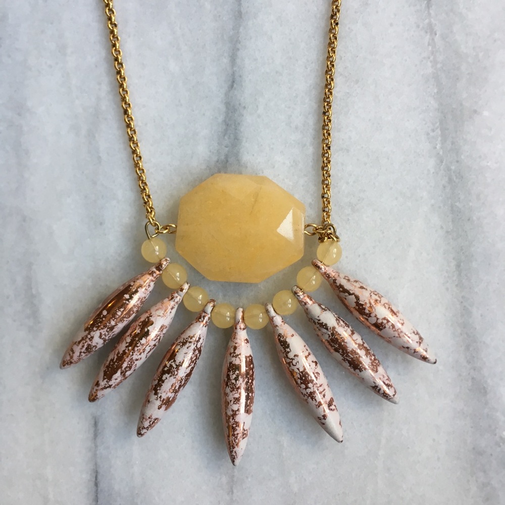 Yochi Yellow and Rose Gold Beaded Necklace
